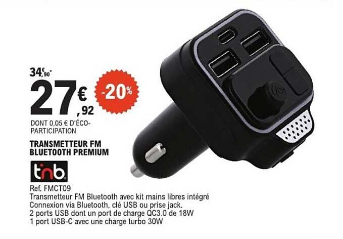TRANSMETTEUR FM BLUETOOTH PREMIUM