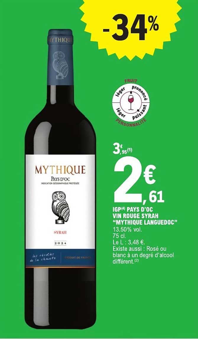 VIN ROUGE SYRAH "MYTHIQUE LANGUEDOC"