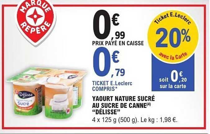 Yaourt Nature Sucré au Sucre de Canne "Délisse"