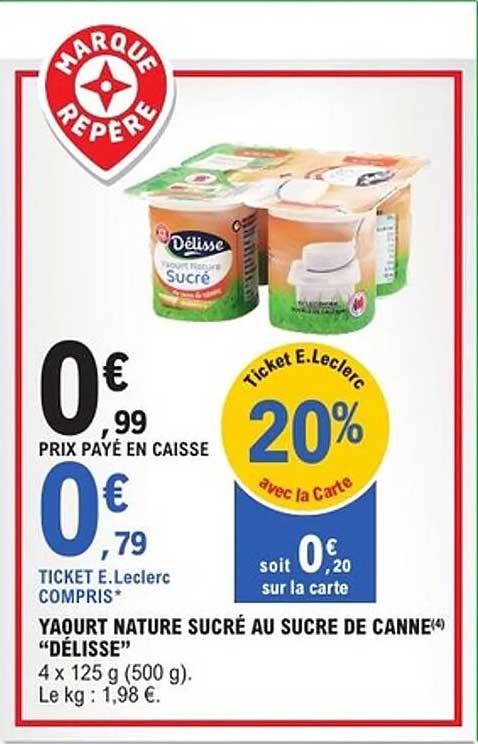 Yaourt Nature Sucré au Sucre de Canne "Délisse"