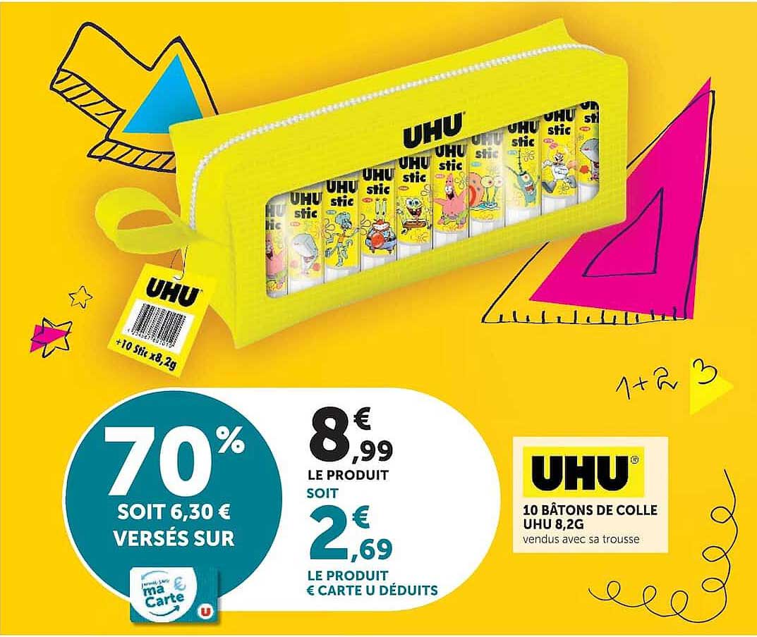 10 BÂTONS DE COLLE UHU 8,2G