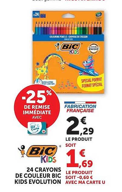 24 CRAYONS DE COULEUR BIC KIDS EVOLUTION