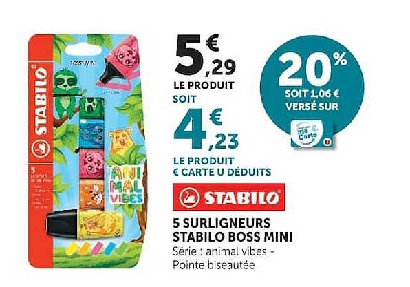 5 Surligneurs Stabilo Boss Mini