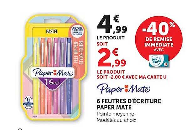 6 FEUTRES D'ÉCRITURE PAPER MATE