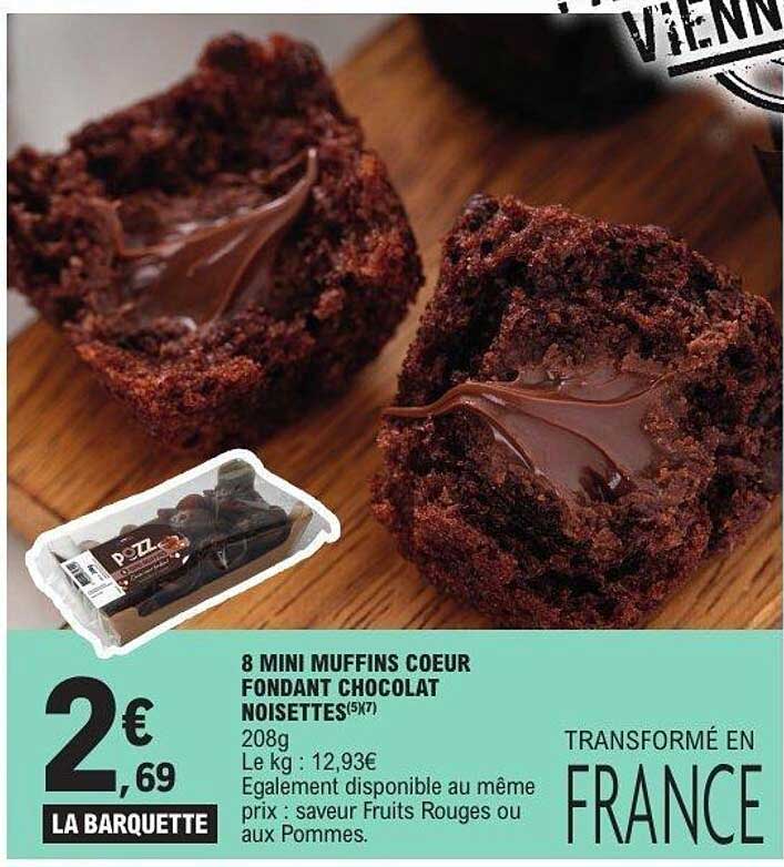 8 MINI MUFFINS COEUR FONDANT CHOCOLAT NOISETTES