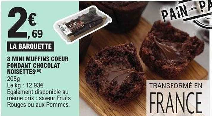 8 MINI MUFFINS COEUR FONDANT CHOCOLAT NOISETTES(10)