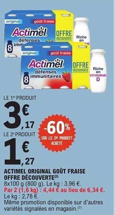 ACTIMEL ORIGINAL GOÛT FRAISE OFFRE DÉCOUVERTE