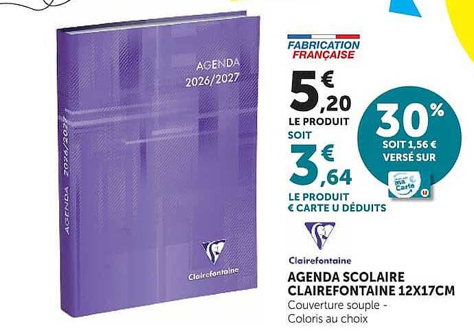 AGENDA SCOLAIRE CLAIREFONTAINE 12X17CM