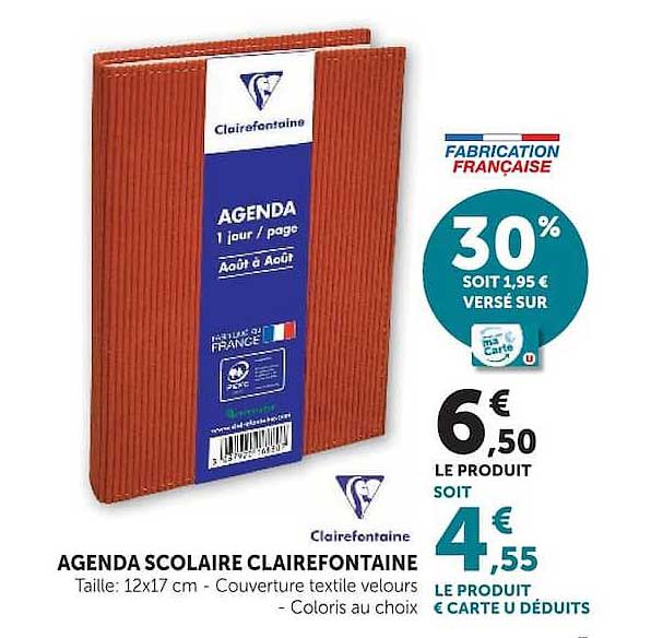 AGENDA SCOLAIRE CLAIREFONTAINE
