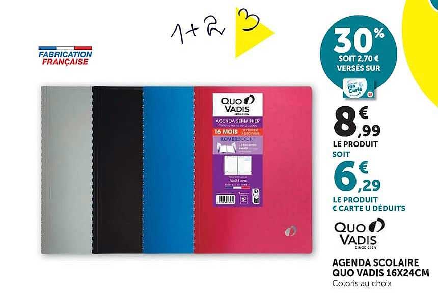 AGENDA SCOLAIRE QUO VADIS 16X24CM