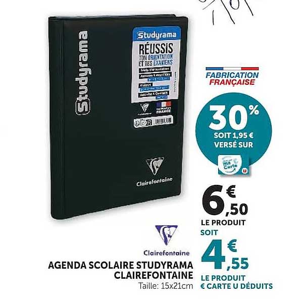 AGENDA SCOLAIRE STUDYRAMA CLAIREFONTAINE