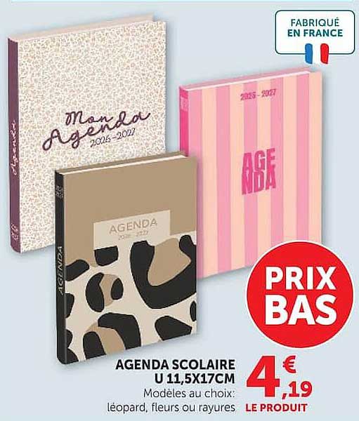 AGENDA SCOLAIRE U 11,5X17CM