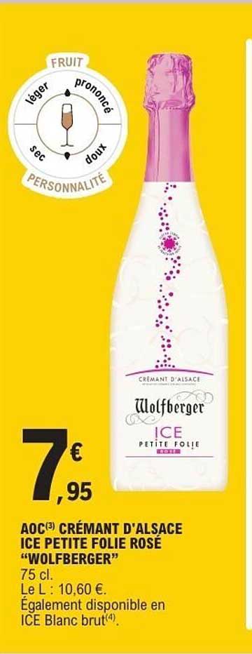 AOC(3) CRÉMANT D'ALSACE ICE PETITE FOLIE ROSÉ “WOLFBERGER” 75 CL.
