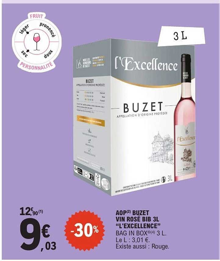AOP BUZET VIN ROSÉ BIB 3L “L’EXCELLENCE” BAG IN BOX 3 L.