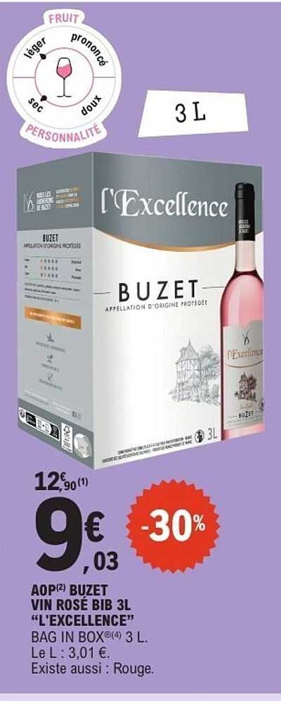 AOP(2) BUZET VIN ROSÉ BIB 3L “L'EXCELLENCE” BAG IN BOX®(4) 3 L.