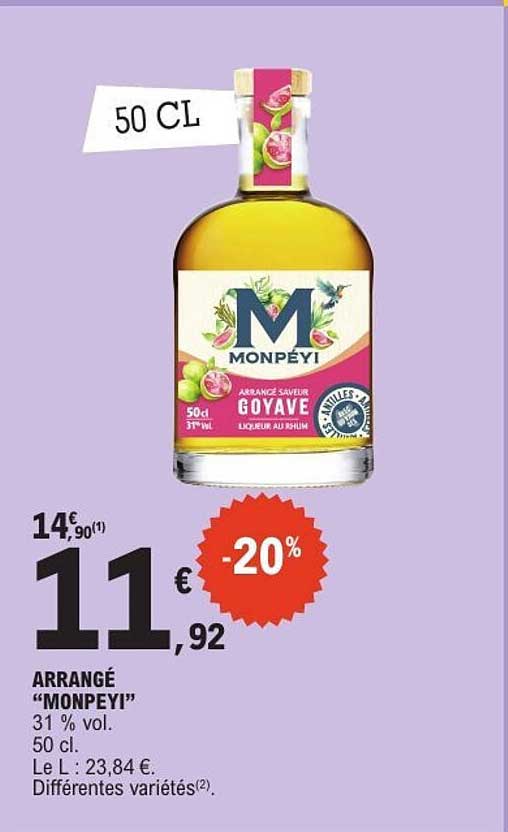 ARRANGÉ “MONPEYI” 31 % vol. 50 cl. Différentes variétés