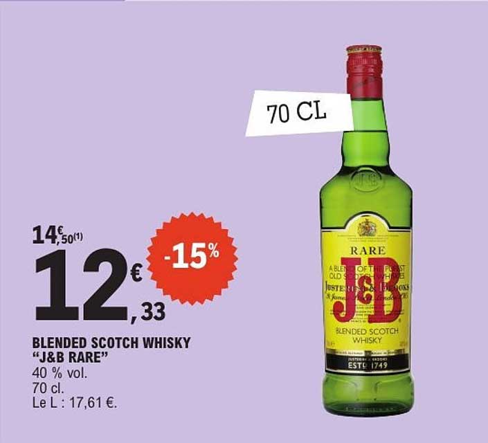 BLENDED SCOTCH WHISKY “J&B RARE” 40 % vol. 70 cl.