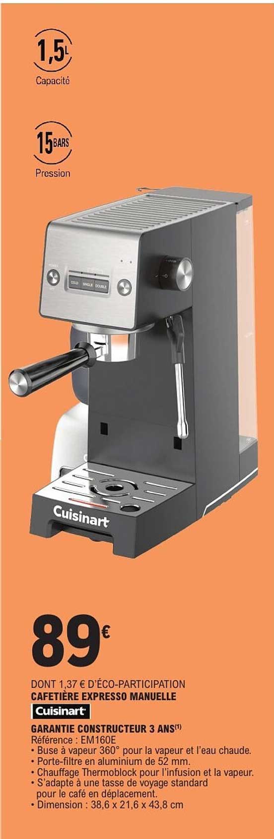 CAFETIERE EXPRESSO MANUELLE Cuisinart