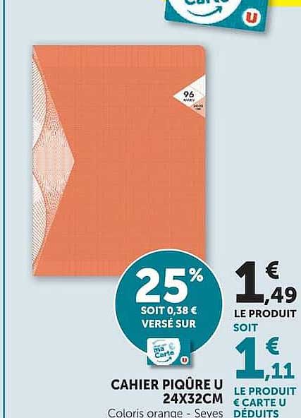 CAHIER PIQÛRE U 24X32CM