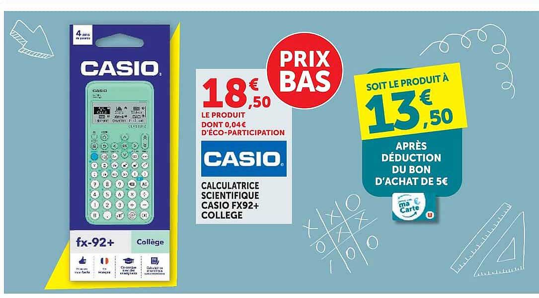 CALCULATRICE SCIENTIFIQUE CASIO FX92+ COLLEGE