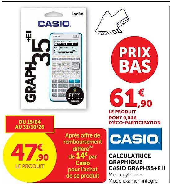 CASIO CALCULATRICE GRAPHIQUE CASIO GRAPH35+E II