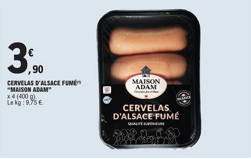 CERVELAS D'ALSACE FUMÉ “MAISON ADAM” x 4 (400 g)