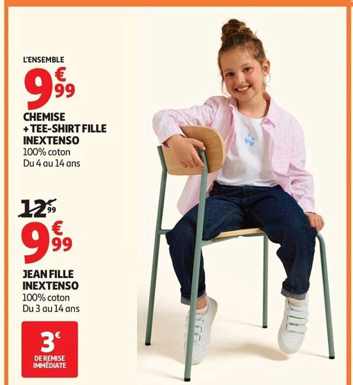 CHEMISE + TEE-SHIRT FILLE INEXTENSO