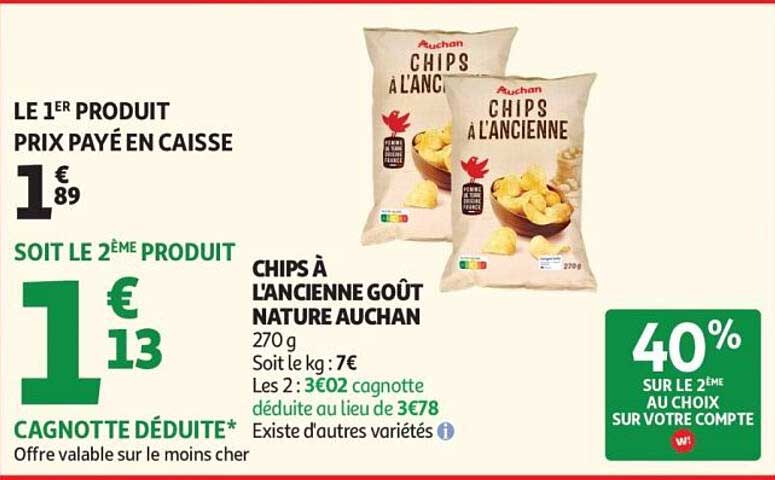 CHIPS À L'ANCIENNE GOÛT NATURE AUCHAN