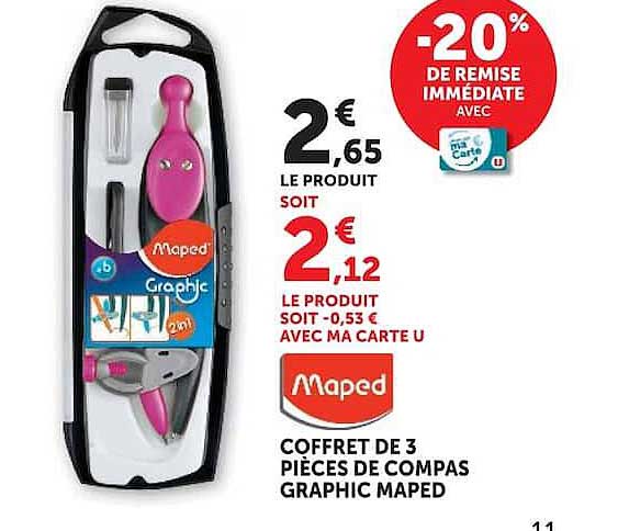 COFFRET DE 3 PIÈCES DE COMPAS GRAPHIC MAPED