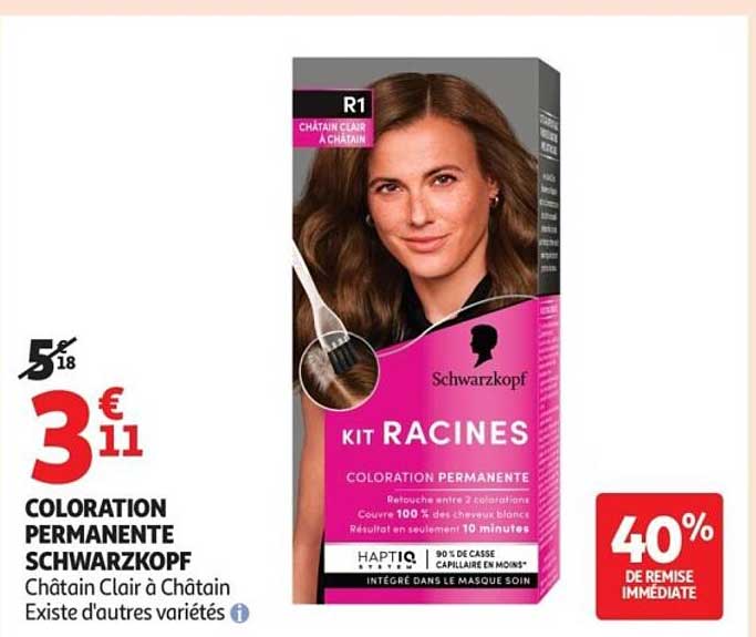COLORATION PERMANENTE SCHWARZKOPF Châtain Clair à Châtain Existe d'autres variétés