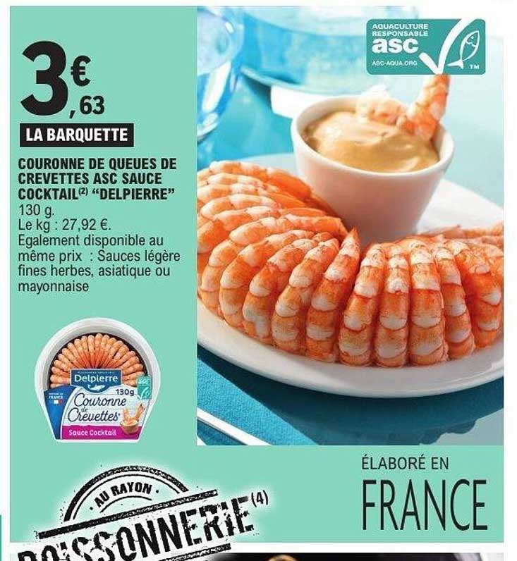 COURONNE DE QUEUES DE CREVETTES ASC SAUCE COCKTAIL(2) “DELPIERRE”
