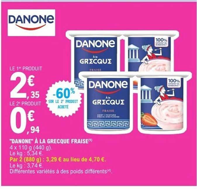 "DANONE À LA GRECQUE FRAISE"