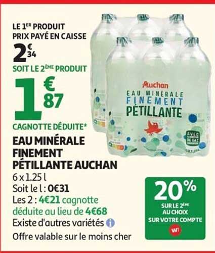 EAU MINÉRALE FINEMENT PÉTILLANTE AUCHAN