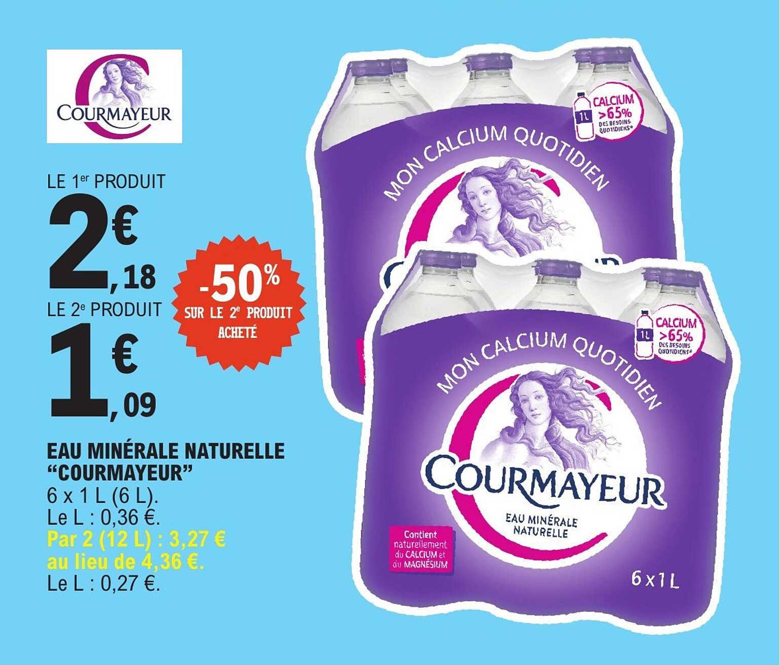 EAU MINÉRALE NATURELLE “COURMAYEUR” 6 x 1 L (6 L)