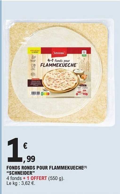 FONDS RONDS POUR FLAMMEKUECHE "SCHNEIDER" 4 fonds + 1 OFFERT