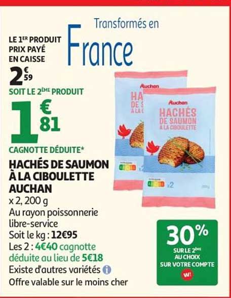 HACHÉS DE SAUMON À LA CIBOULETTE AUCHAN