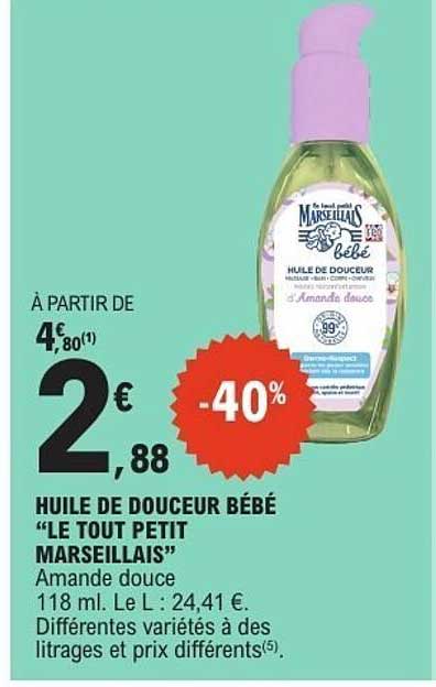 HUILE DE DOUCEUR BÉBÉ “LE TOUT PETIT MARSEILLAIS” Amande douce