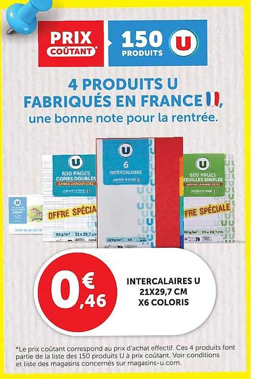 INTERCALAIRES U 21X29,7 CM X6 COLORIS