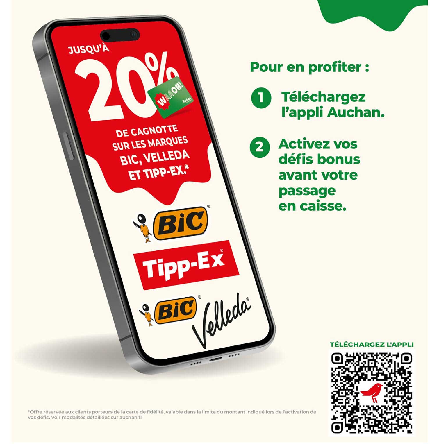 Jusqu'à 20% de cagnotte sur les marques BIC, VELLEDA et TIPP-EX.*