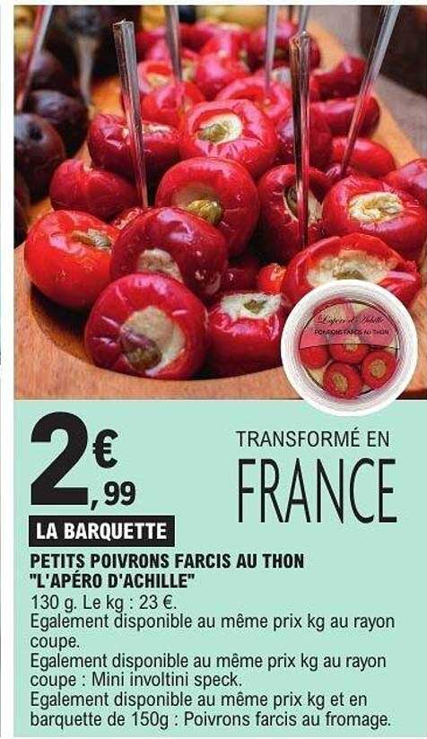LA BARQUETTE PETITS POIVRONS FARCIS AU THON "L'APERO D'ACHILLE" TRANSFORMÉ EN FRANCE