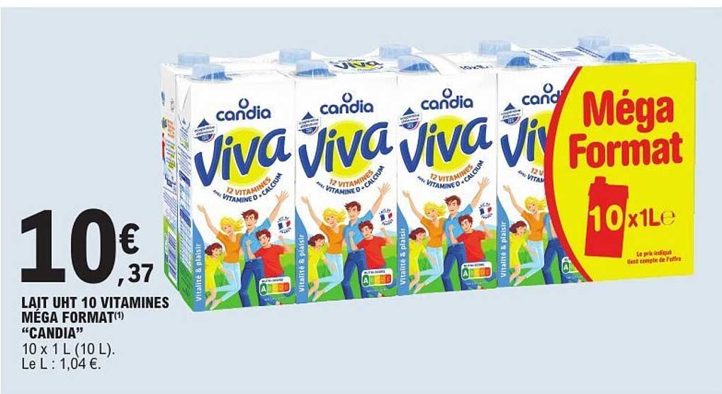 LAIT UHT 10 VITAMINES MÉGA FORMAT(1) “CANDIA”