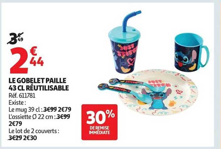 LE GOBELET PAILLE 43 CL RÉUTILISABLE