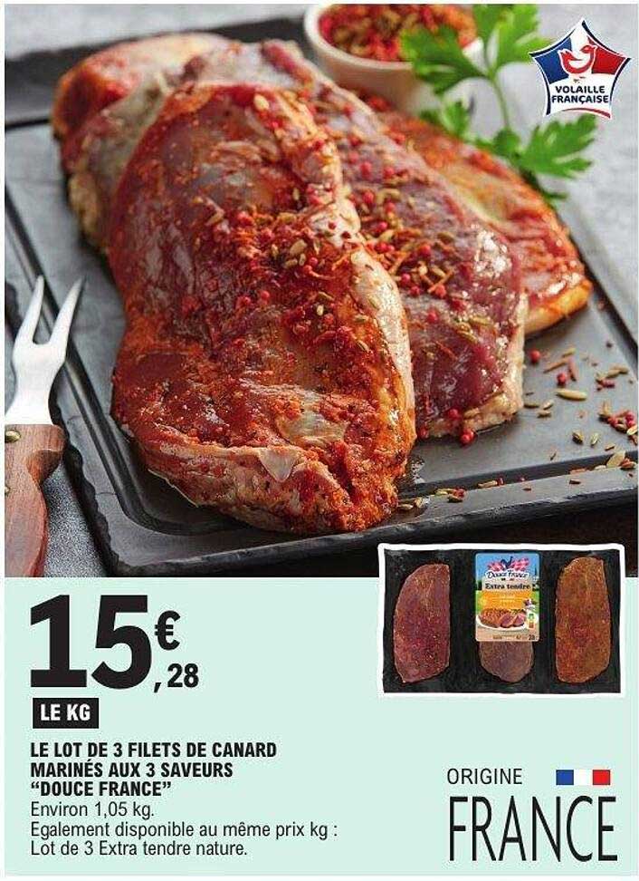 LE LOT DE 3 FILETS DE CANARD MARINÉS AUX 3 SAVEURS “DOUCE FRANCE”