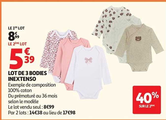 LOT DE 3 BODIES INEXTENSO