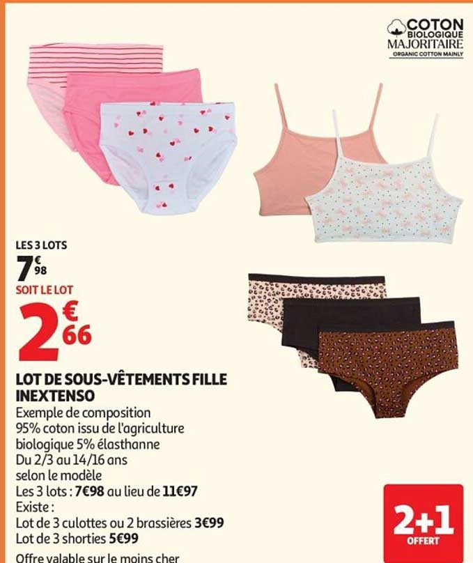 LOT DE SOUS-VÊTEMENTS FILLE INEXTENSO