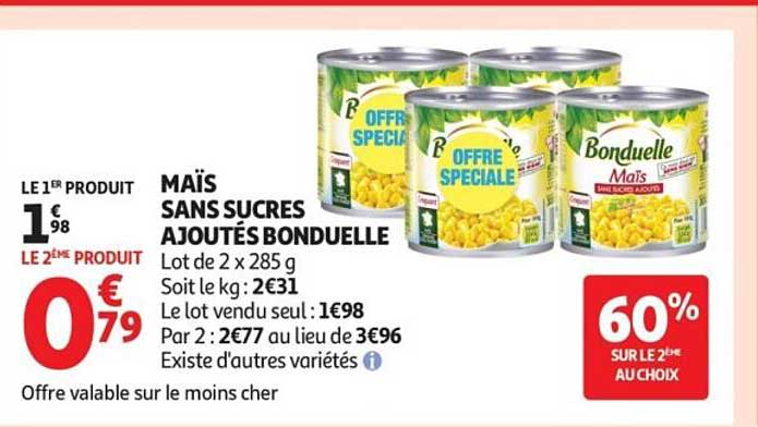 MAÏS SANS SUCRES AJOUTÉS BONDUELLE