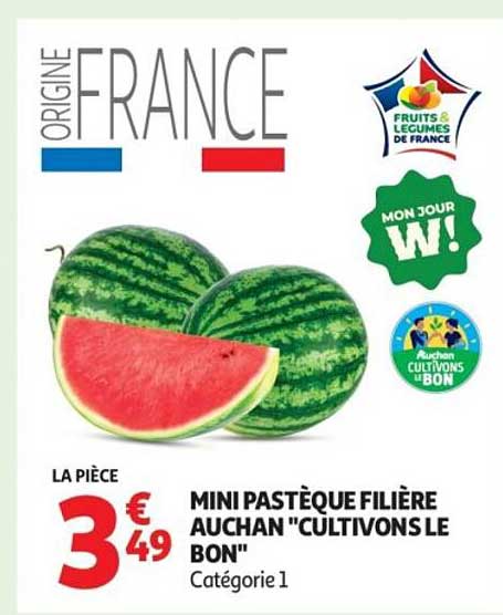 MINI PASTÈQUE FILIÈRE AUCHAN "CULTIVONS LE BON" Catégorie 1