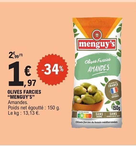 OLIVES FARCIES “MENGUY’S” Amandes.