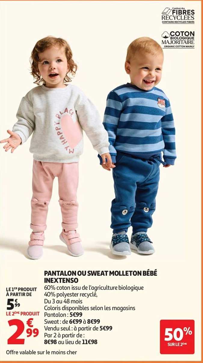 PANTALON OU SWEAT MOLLETON BÉBÉ INEXTENSO
