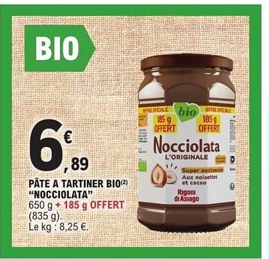 PÂTE A TARTINER BIO “NOCCIOLATA” 650 g + 185 g OFFERT (835 g)